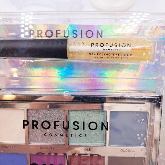 Profusion Silver Glitters Chrome 13 Eyeshadow Palette Holiday Make Up Face Kit - Picture 5 of 7